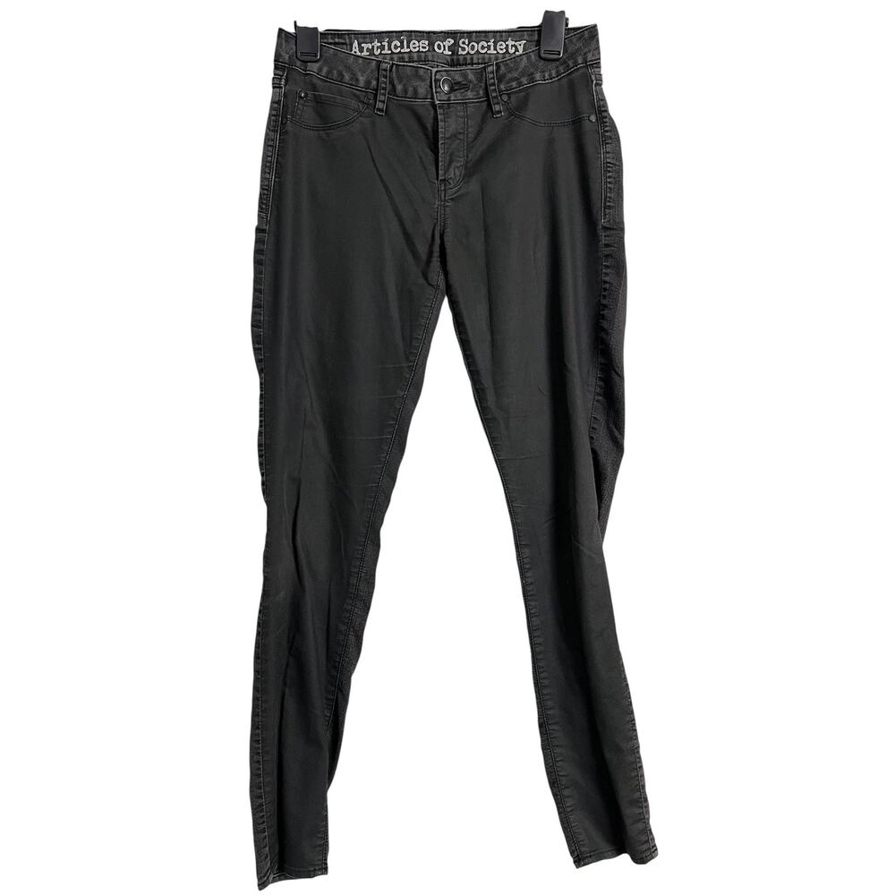 Articles Of Society Mya Skinny Jeans Womens 27 Black Dark Wash Stretch Denim